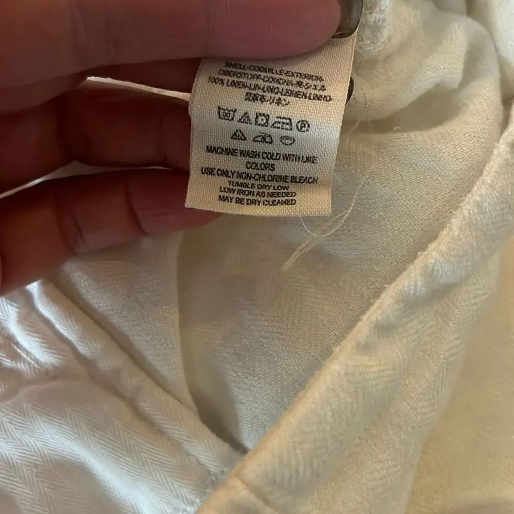 Free People Off-White Linen Wide Leg Pleated Buckle Pants, size 4 - Picture 10 of 10